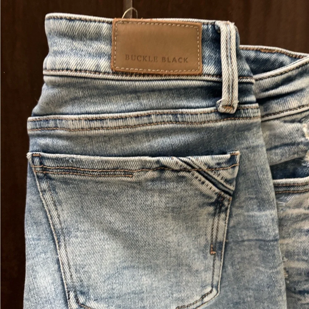 Light Blue Distressed Women's Jeans Buckle Black - Picture 4 of 5